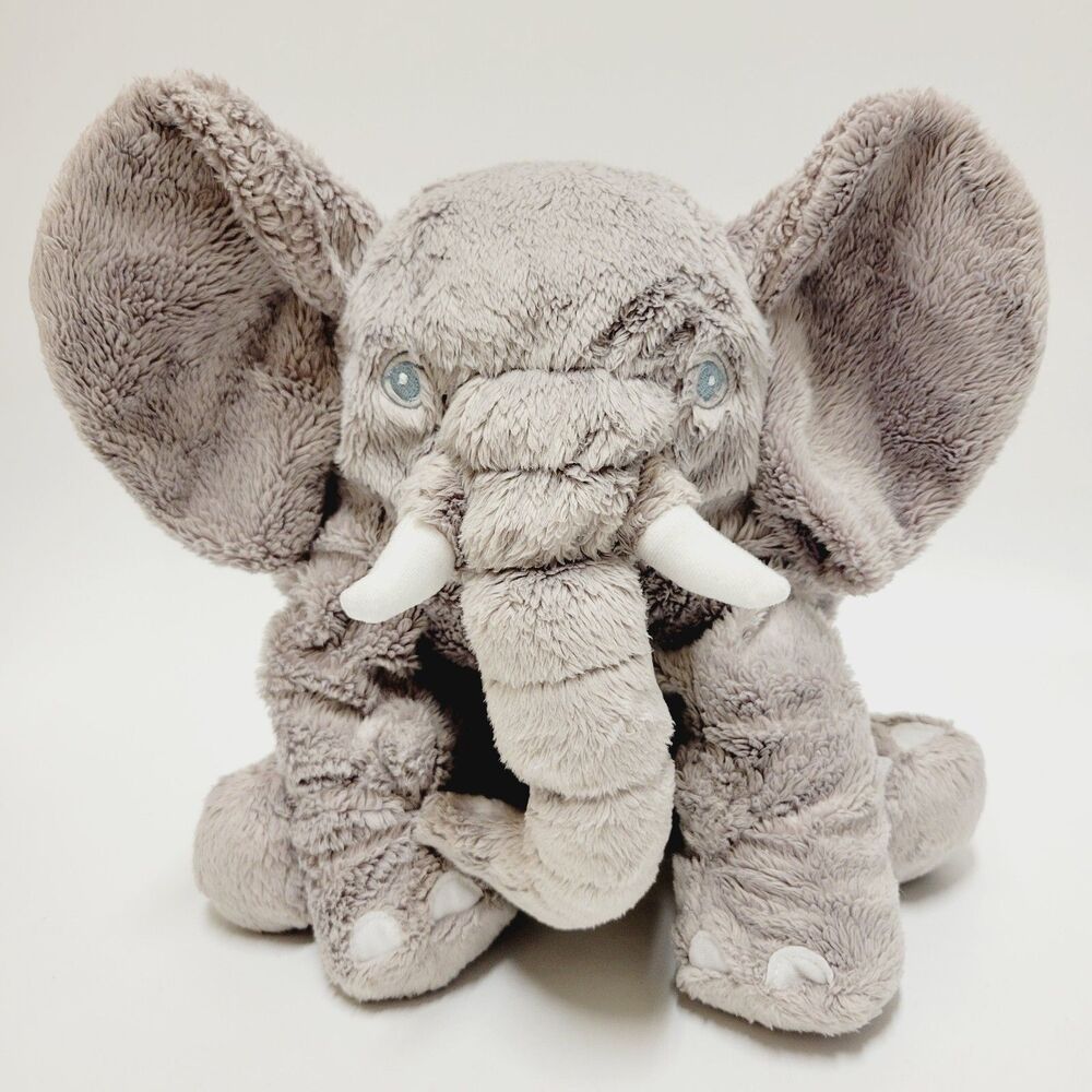 Ikea Leddjur Gray Elephant Plush Stuffed Toy 12 Inch Embroidered Realistic